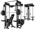 WM3-V4 Folding Squat Rack, Wall Mounted Power Rack with Dual Independent Pulley System, Functional Trainer with 5 Adjustable Function Modes for Space Saving