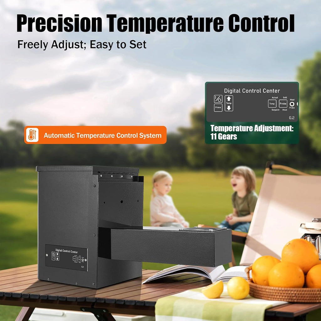 Electric Pellet Grill Hopper w/11 Gears Adjustment Temperature, 110V Digital Auto-Ignition Pellet BBQ Smoker for BBQ, Smoke, Roast, Bake, Grill, 25×11×15Inch,Applicable Fuels: 6mm Wood Pellets (110V)