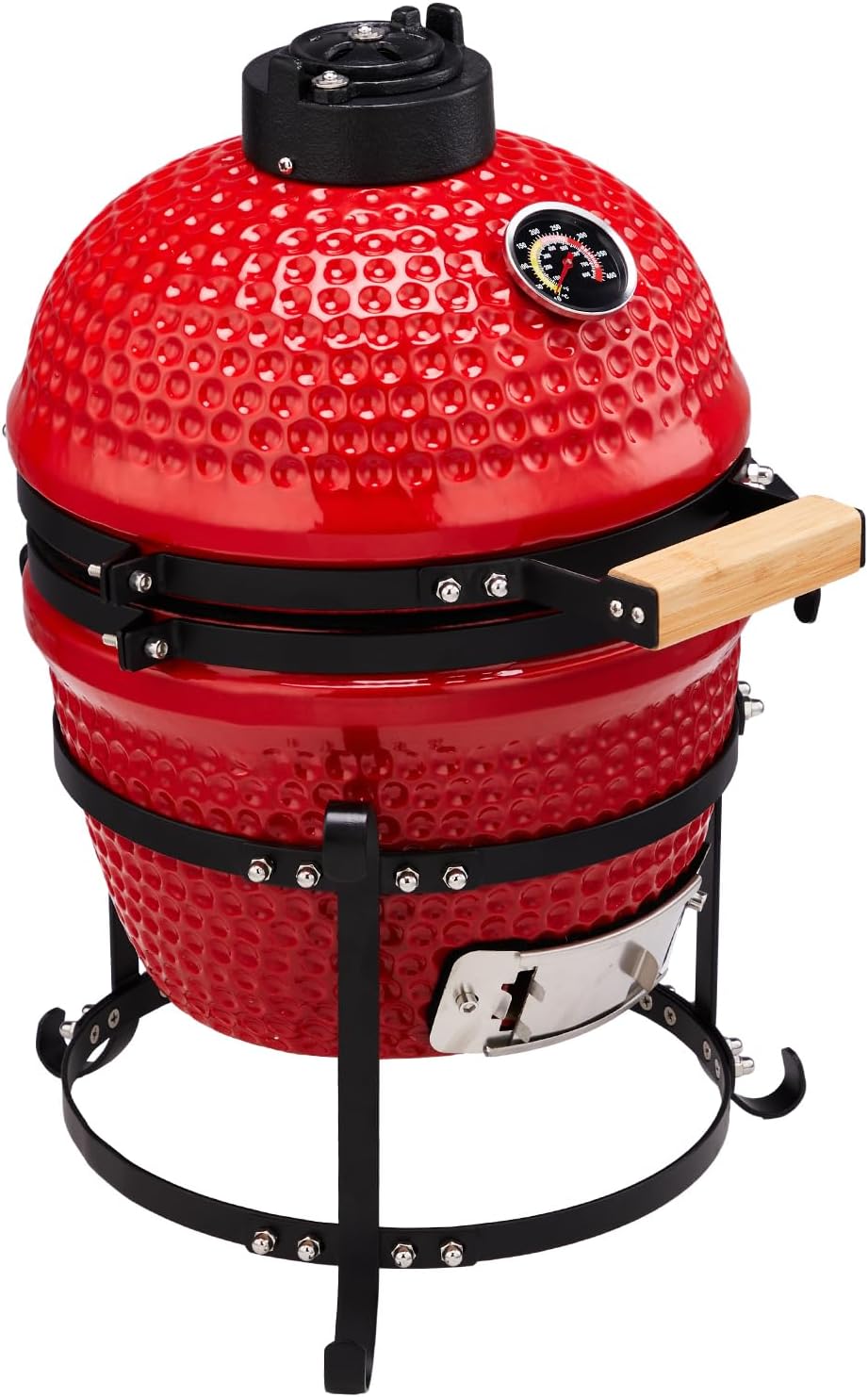 Vasitelan 13 inch Portable Ceramics Charcoal Grill,Kamado BBQ Charcoal Grill (Red)