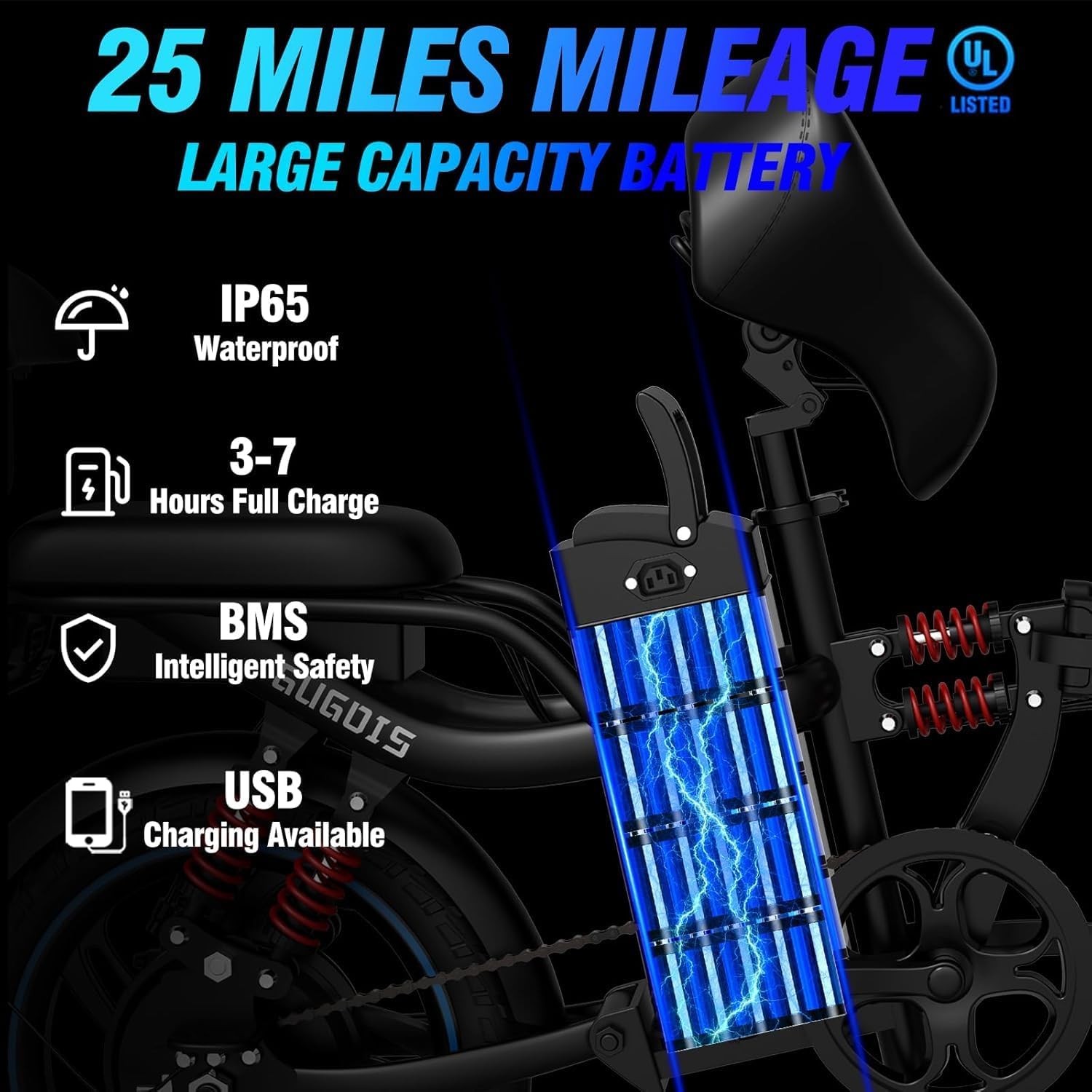 Folding Electric Bike for Adults, 2 Seater Electric Bike, 750W/1000W Peak Motor, 48V Removable Battery, Up to 28/30MPH & 45/60Miles, 16'/20' Tire Ebike, All-Terrain Foldable Electric Bicycles