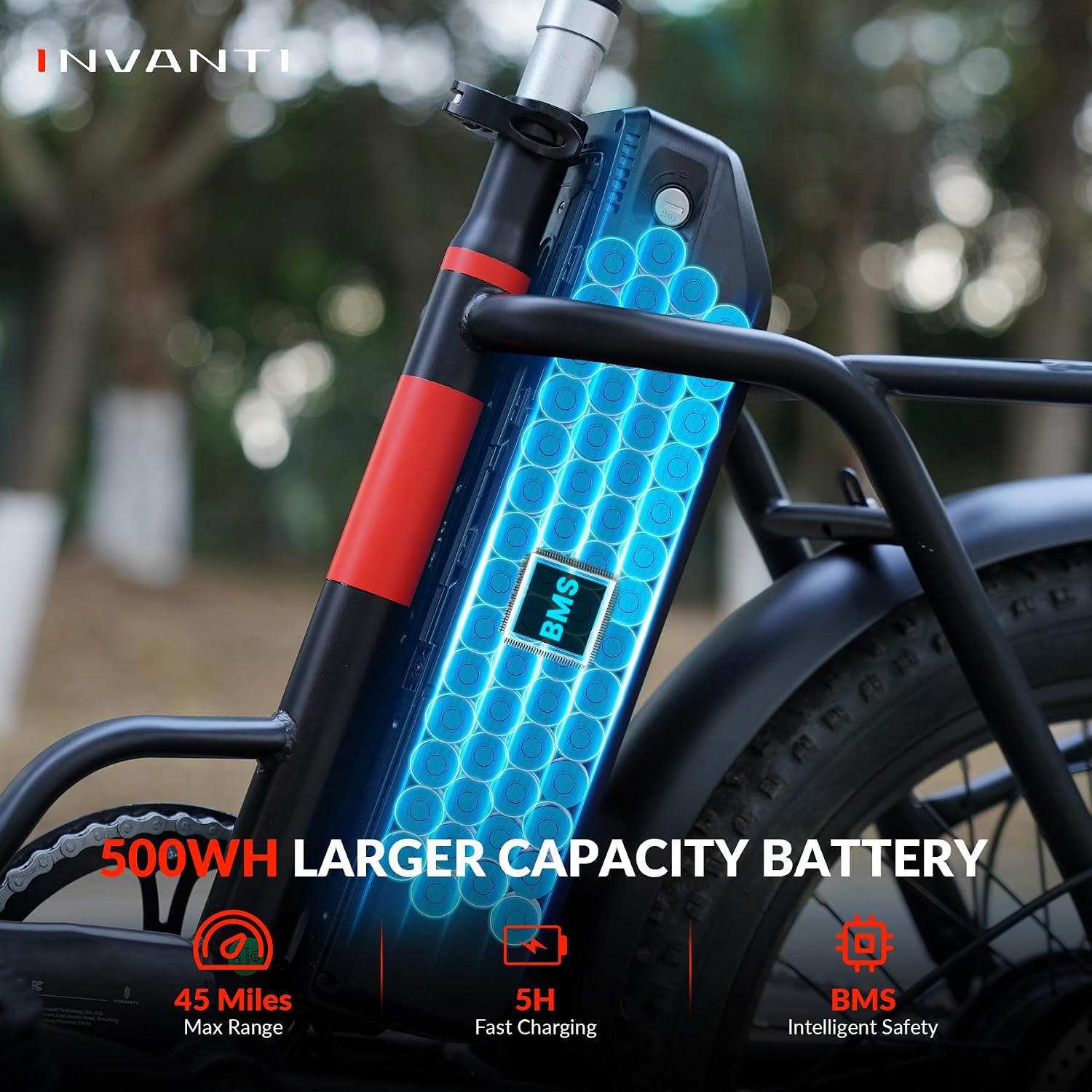 INVANTI Foldable Electric Bike, 1000W Peak Motor Ebikes for Adults, 25MPH Top Speed 45Miles, 20' Step-Thru Fat Tire E-bike for All Terrains with Rear Rack, 7-Speed & Front Suspension Commuting Bicycle