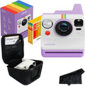 Polaroid Now 3rd Generation i-Type Instant Film Camera with 16 Color Film Photos, Purple, with Signature Series Case Bundle