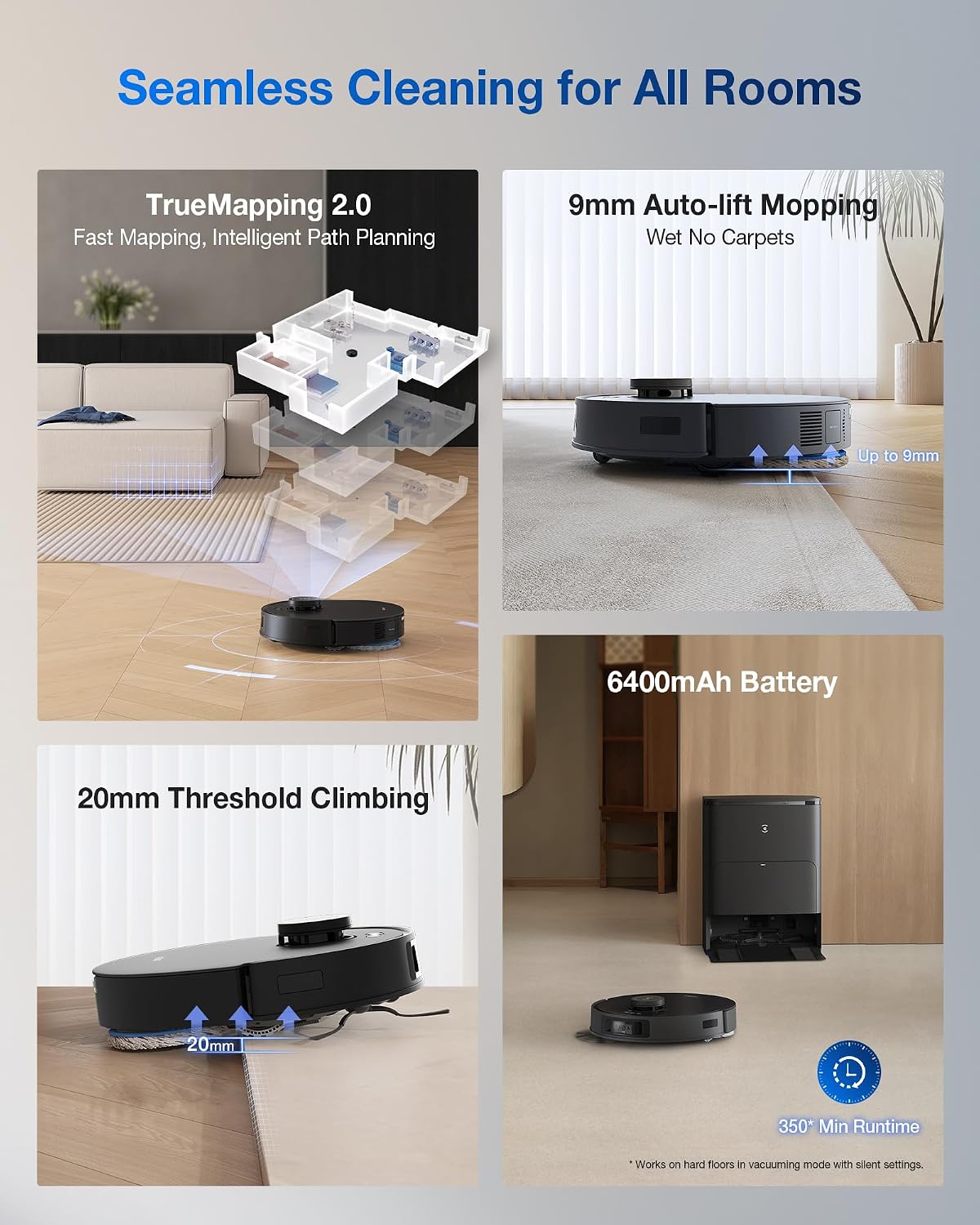 ECOVACS DEEBOT T30S Robot Vacuum and Mop, 11000Pa, ZeroTangle Technology, TruEdge Adaptive Edge Mopping, Hot Water Mop Washing, Self-Emptying, Self Refilling, Auto-Mop Lifting, Obstacle Avoidance