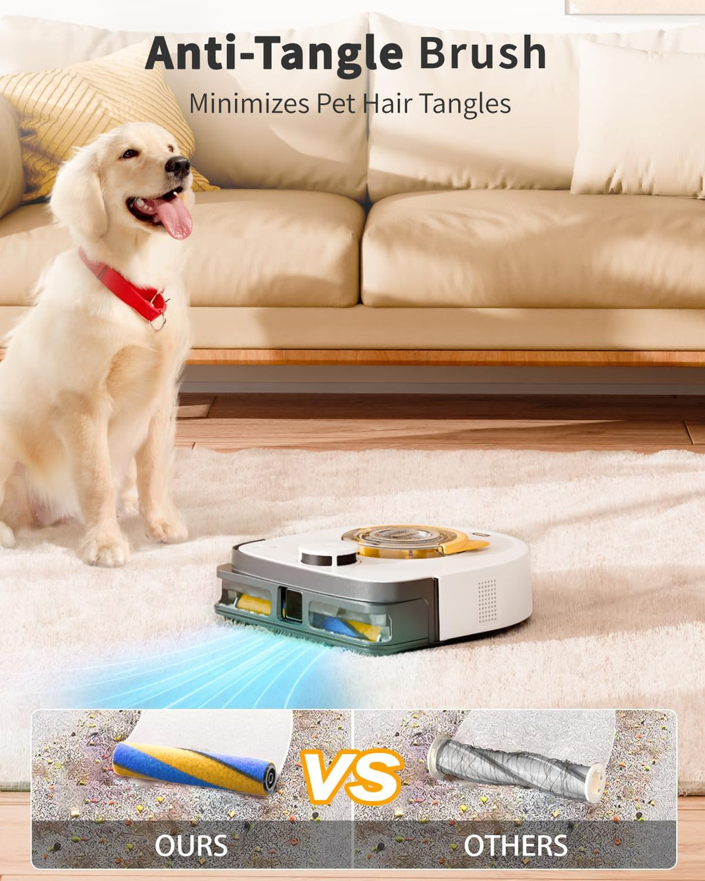 UBPET Robot Vacuum and Mop Combo Robotic Vacuum for Pet Hair, Robot Vacuum Cleaner Square Bagless Design, LiDAR Navigation, WiFi/APP Control, Self-Charging 22,000 Pa for Carpet Floor
