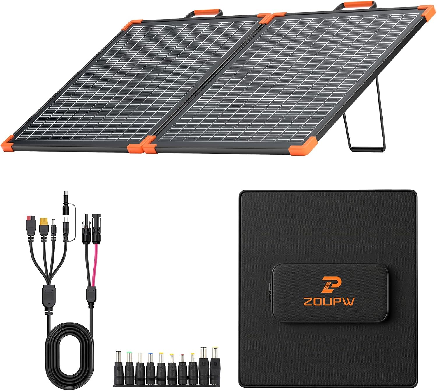 ZOUPW 110W Bifacial Portable Solar Panel, N-Type 16BB 25% High Efficiency Foldable Solar Charger for Jackery 300/Ecoflow River/Anker Solix,IP68 Waterproof for Camping RV Emergency Power Supply