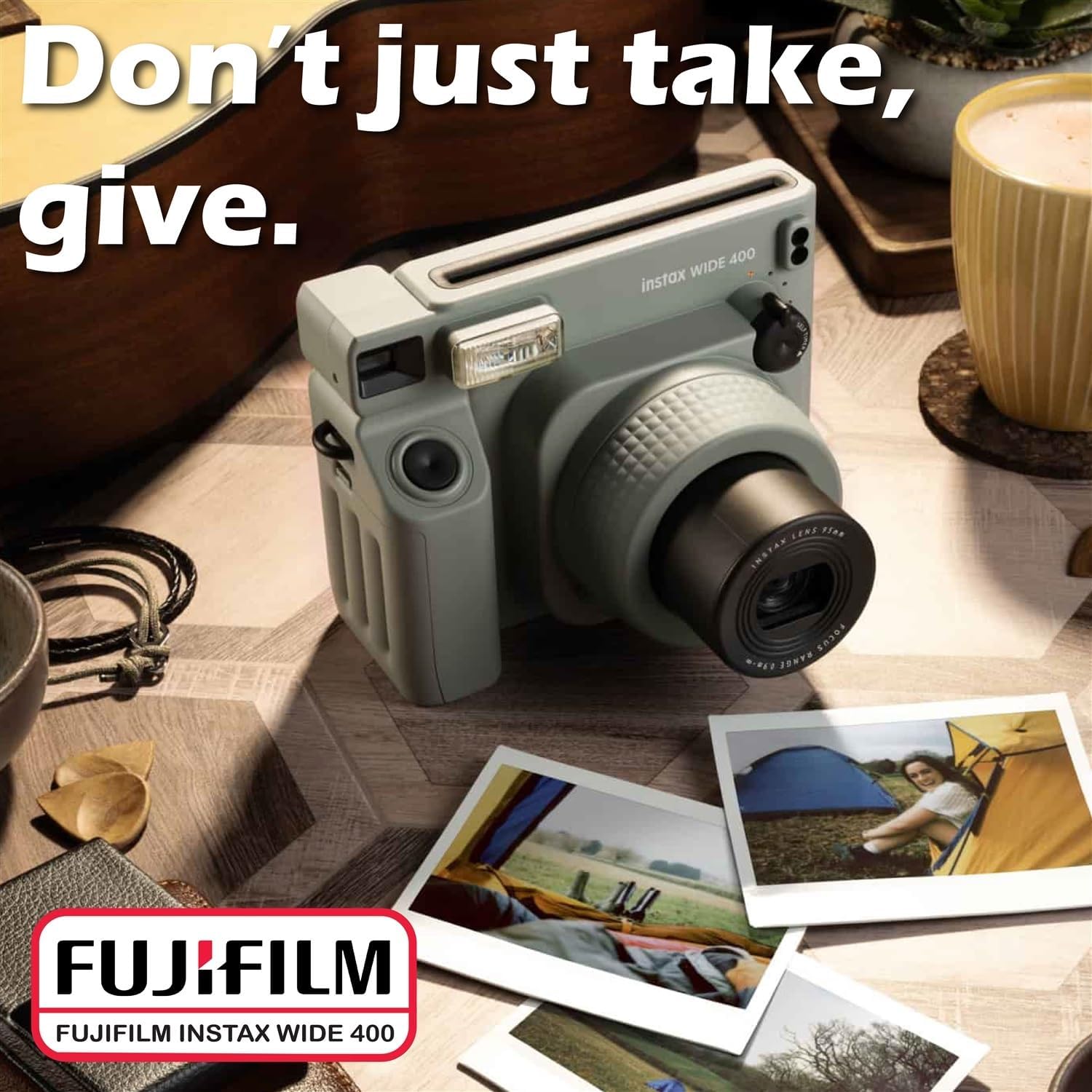 Fujifilm Instax Wide 400 Instant Film Camera (Sage Green) Bundle with Instax Wide Instant Film (40 Sheets), with Accessories Including Protective Carrying Case