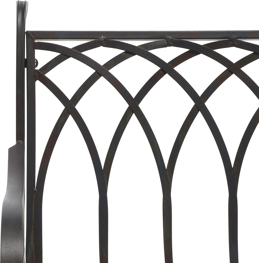 SAFAVIEH Outdoor - Medrano Iron Rocking Chair - Black Rust Iron Metal - Vintage Ornate Scrollwork Design - Ideal for Patio, Deck, Porch, Garden, 15' Seat Height (PAT5030E)