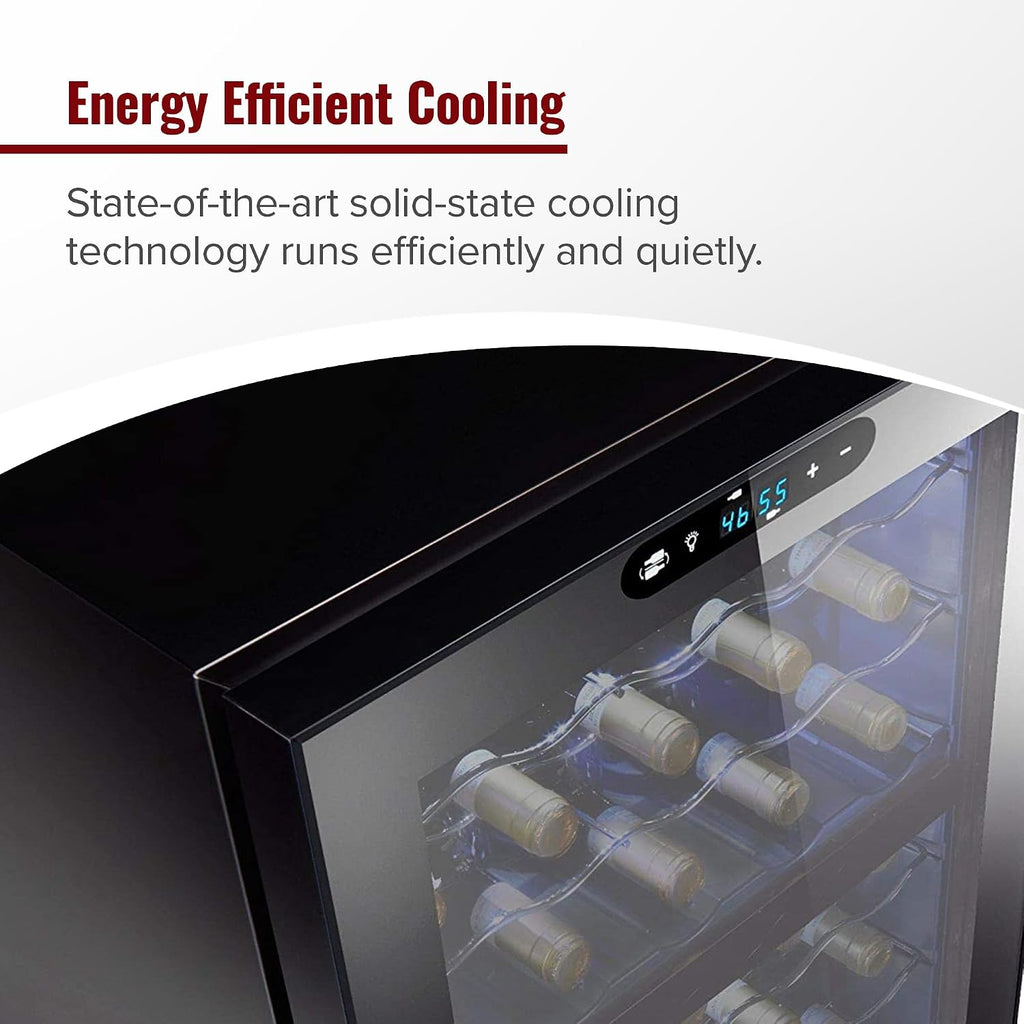 Wine Enthusiast 32-Bottle Dual Zone MAX Compressor Wine Cooler – Freestanding Mini Fridge with Digital Touchscreen, LED Display, Split Storage for Red & White Wines, Matte Black Refrigerator Home Bar