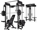 WM3-V4 Folding Squat Rack, Wall Mounted Power Rack with Dual Independent Pulley System, Functional Trainer with 5 Adjustable Function Modes for Space Saving