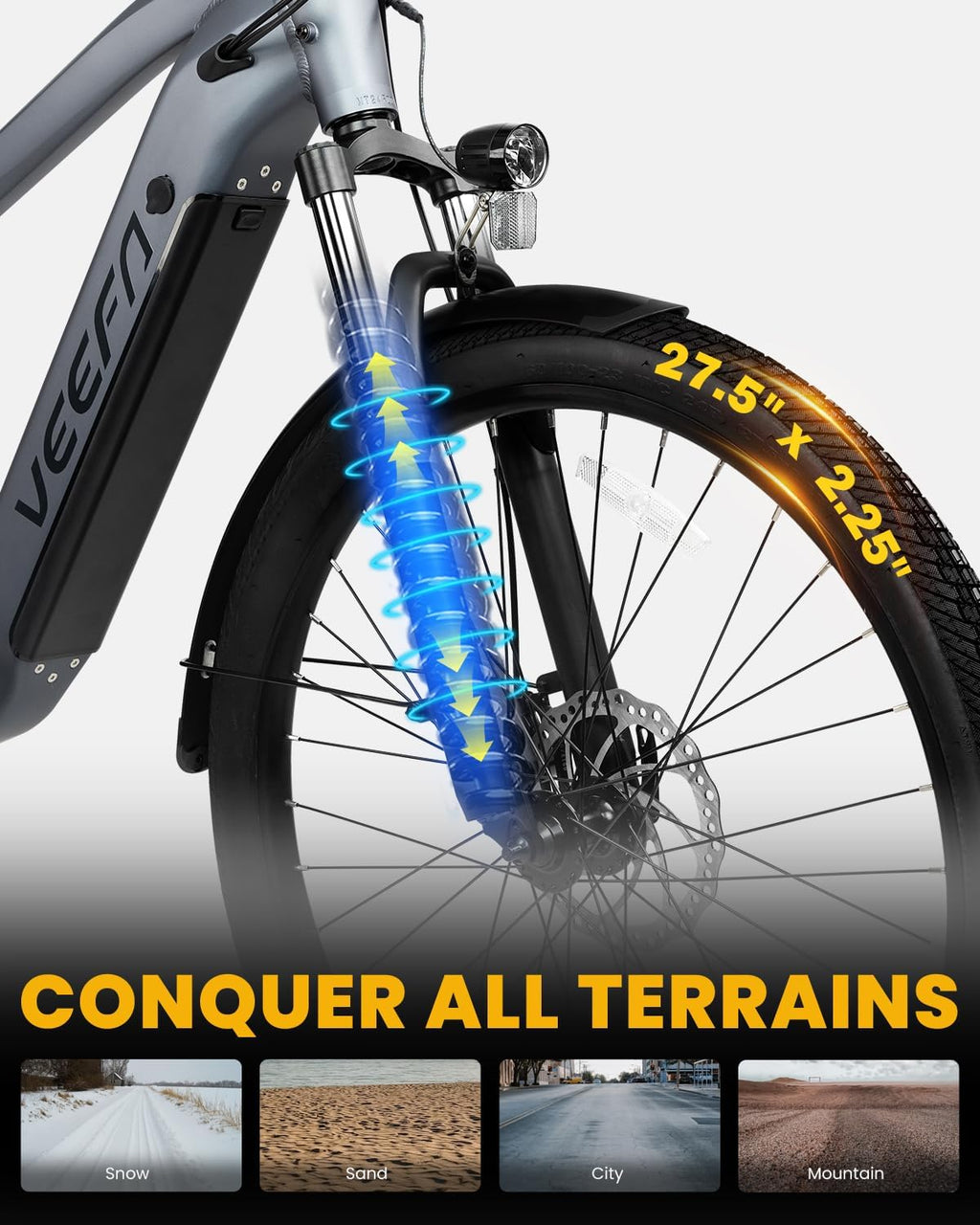 VEEFA Electric Bike for Adults 500W Peak 1000W Motor Ebike 27.5' E-Bike Up to 20Mph 80 Miles Max Range by 48V Built-in Removable Battery, 5 Pedal-Assist Level, UL 2849 Certified Commuter E Bike