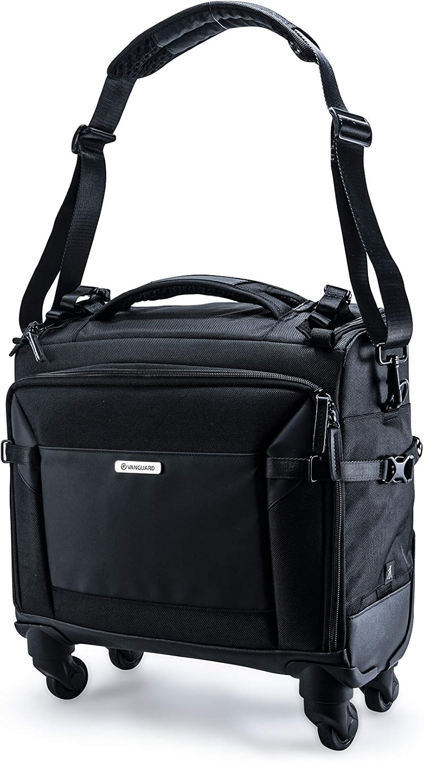 VANGUARD VEO SELECT 42T Trolley Camera Bag – Black, Airline Carry-On, Rolling Case, 15' Laptop Storage, Tripod Carry