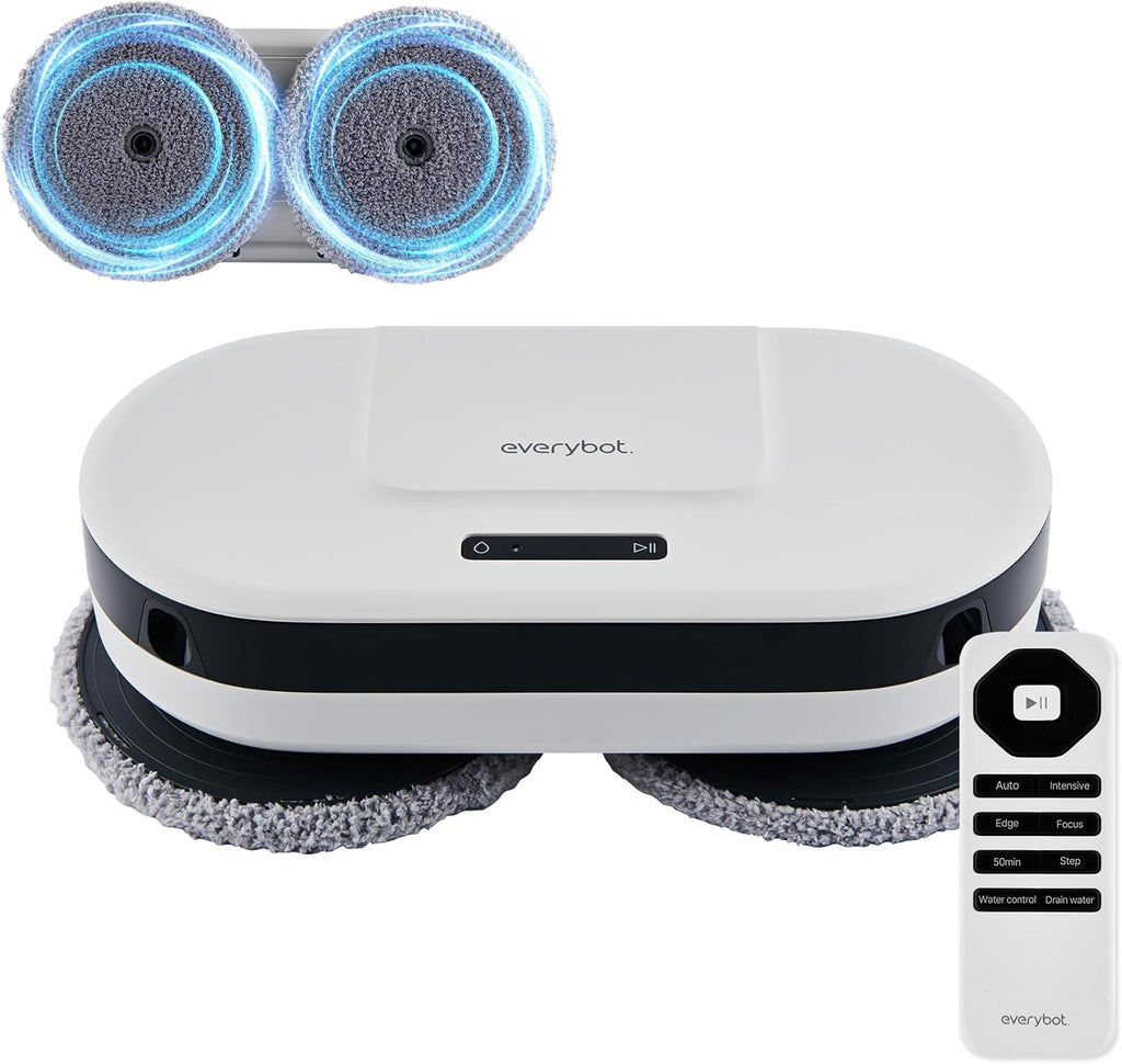 EVERYBOT EDEG2 Robot Mop Cleaner for Hard Floors, Dual Spin Powerful Mopping Removes Dust & Stains, Quiet Fast Cleaning, Slim Design for Under Furniture, Remote Control Included (No Wi-Fi/APP)