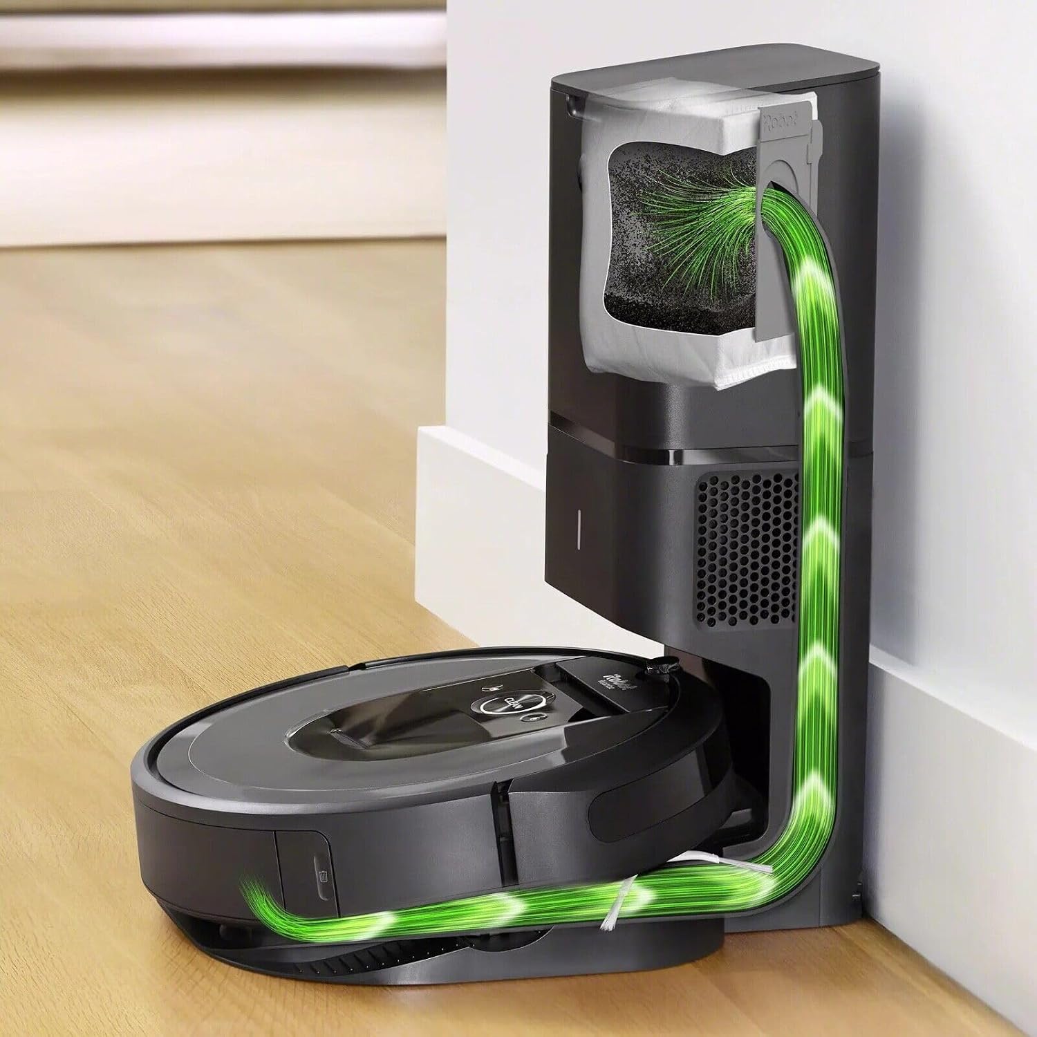 iRobot Roomba i8+ (8550) Self-Emptying Robot Vacuum, Automatic Dirt Disposal, Empties Itself for up to 60 Days, Wi-Fi, Smart Mapping, Compatible with Alexa, Medium Silver