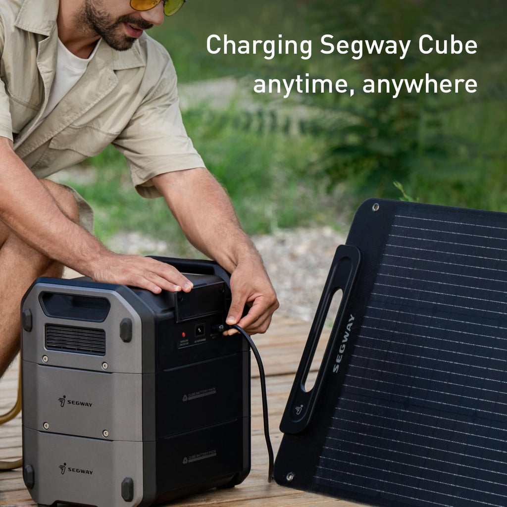 Segway SP200 Portable Solar Panel 200 Watt 20 Volt, High Efficiency Monocrystalline PV Module Power Charger for RV Rooftop Farm and Camping Hiking Off-Grid Living, Compatible with Segway Cube Series