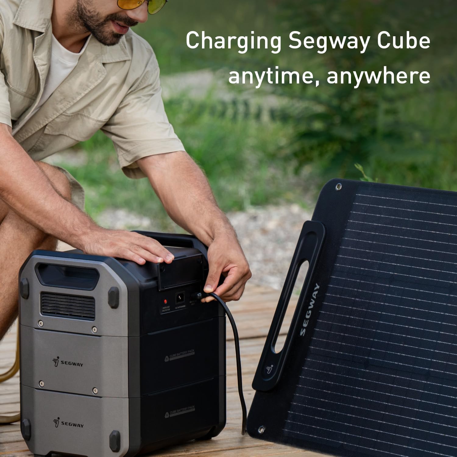 Segway SP200 Portable Solar Panel 200 Watt 20 Volt, High Efficiency Monocrystalline PV Module Power Charger for RV Rooftop Farm and Camping Hiking Off-Grid Living, Compatible with Segway Cube Series