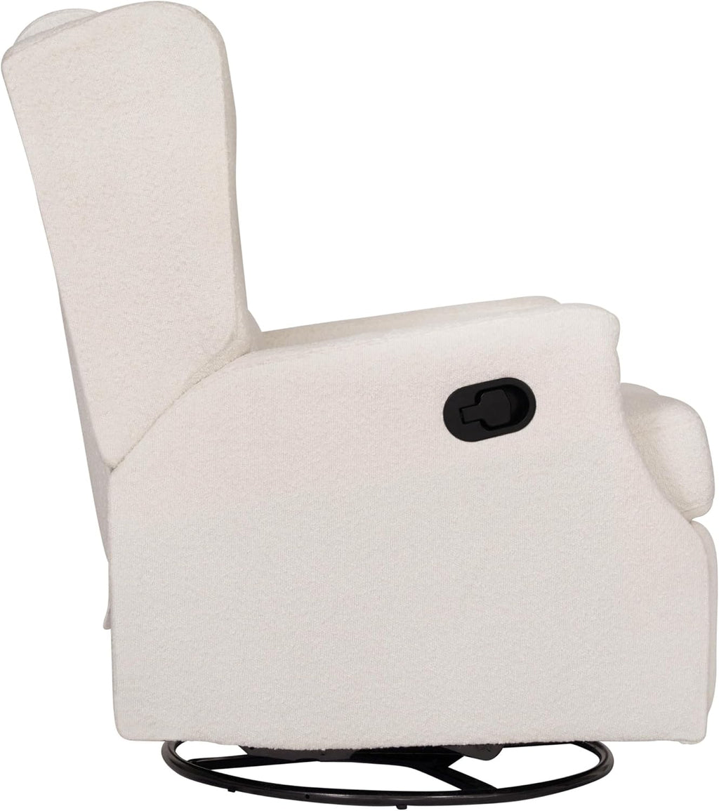 Flash Furniture Omma Swivel Glider Rocking Recliner, Manual Wingback Recliner with 360 Degree Swivel, for Living Room, Bedroom, or Nursery, Upholstered, Off-White Boucle