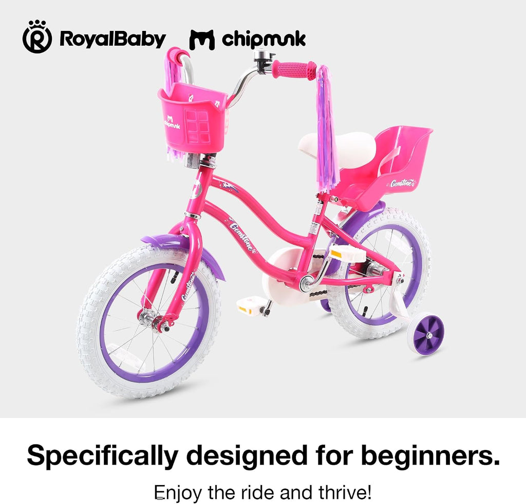 Chipmunk Kids Bike 12 14 16 18 Inch Bicycle with Training Wheels Beginners Boys Girls Ages 3-10 Years Multiple Colors