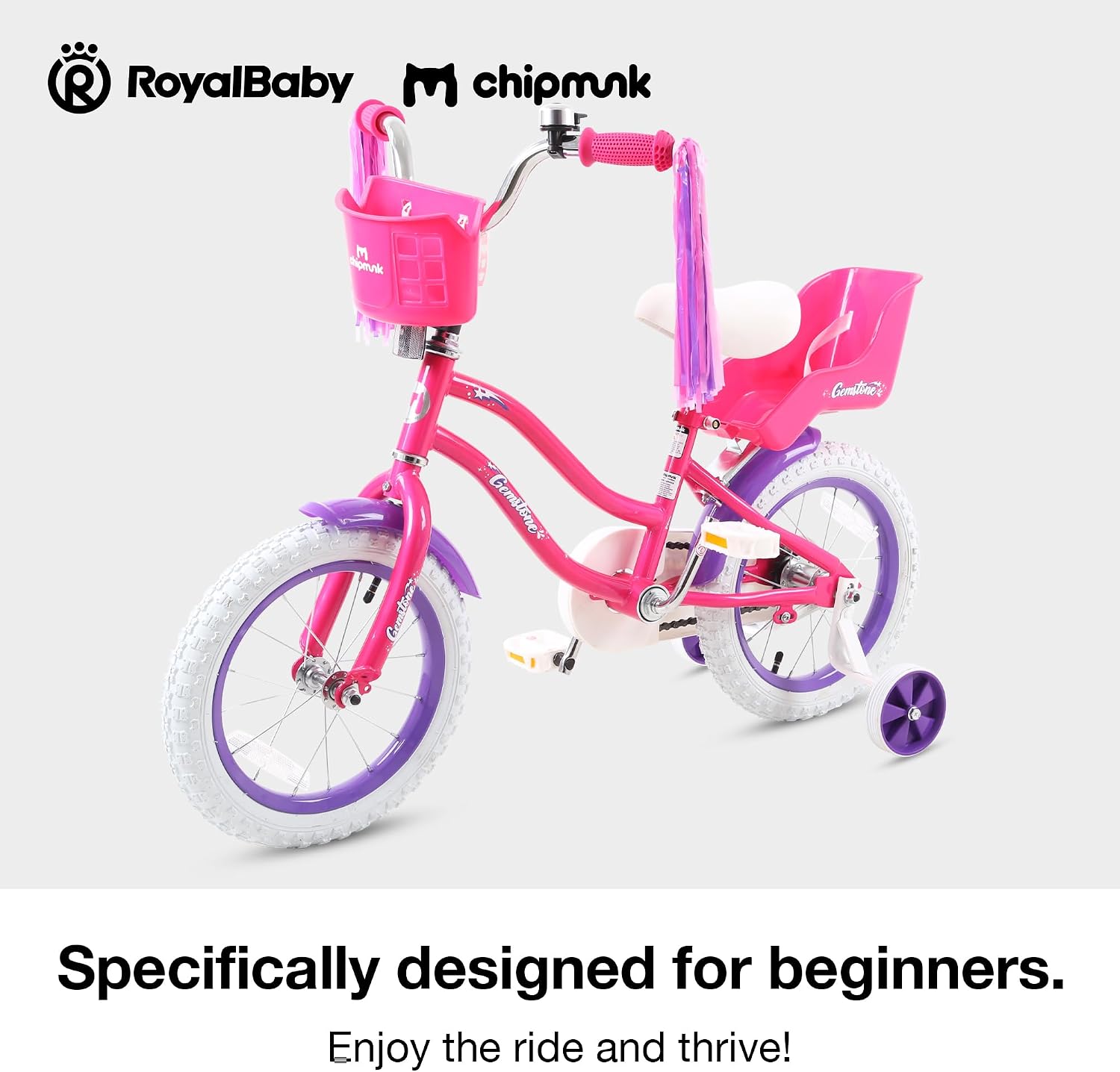 Chipmunk Kids Bike 12 14 16 18 Inch Bicycle with Training Wheels Beginners Boys Girls Ages 3-10 Years Multiple Colors