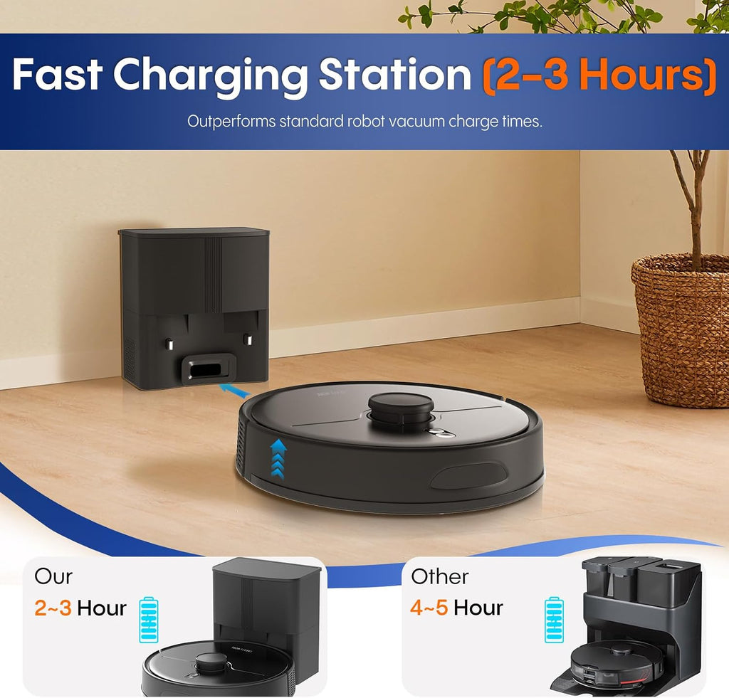 Robot Vacuum and Mop Combo, 5000Pa Powerful Suction, Advanced Smart Mapping, Ideal for Pet Hair, Dust