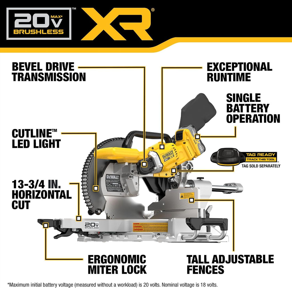 DEWALT 20V MAX XR 12 in. Double Bevel Sliding Miter Saw Kit (DCS785WW1)