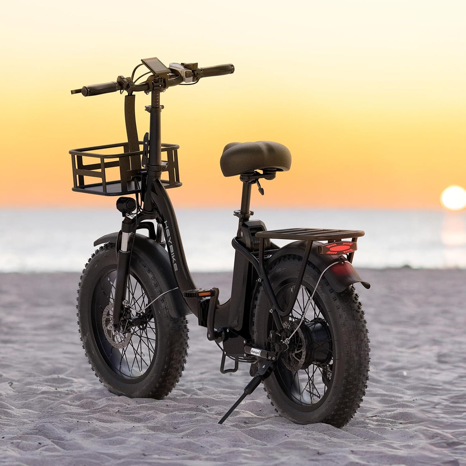 Heybike Ranger 2.0 Foldable Electric Bike for Adults, 20'*4 Fat Tire Ebike with 1400W Peak Motor, 28 MPH Max Speed, 600Wh Removable Battery, Up to 65 Miles Range, Front Suspension Step-Thru E Bike
