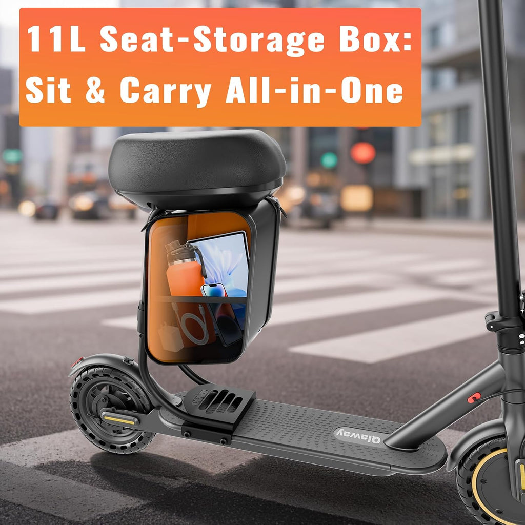 Qlaway Electric Scooter for Adults, 350W/500W Motor, 16-22 Miles Range, 8.5'/10' Solid Tires, Dual Braking & Suspension, Folding Portable Commuting E-Scooter with App