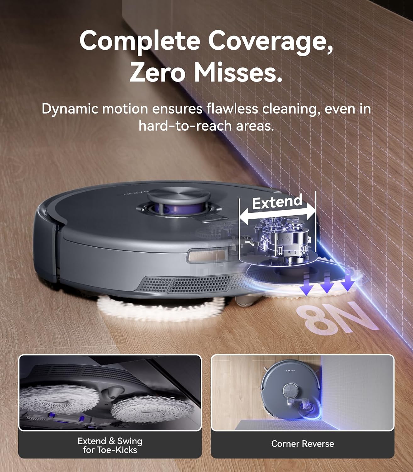 NARWAL Freo Z10 Ultra Robot Vacuum and Mop Combo, Dual RGB Cameras and Chips, AI Avoidance, 8N Corner to Edge Deep Cleaning, Dry-Wet Separation, 18000Pa, Hot Water Wash & Self-Emptying, Gray (Renewed)