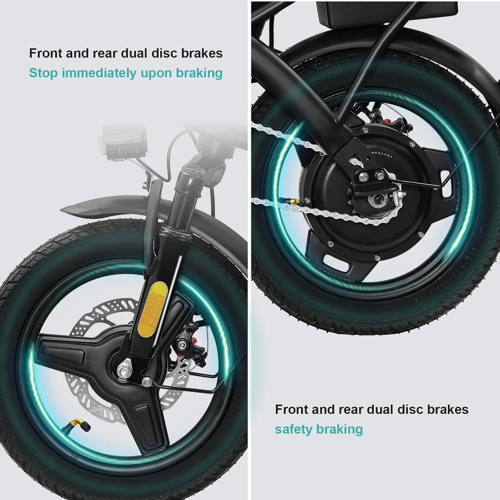 Electric Bike for Adults Teens, Commuter City Folding ebike with 560W Motor and 48V Battery, 24MPH 3 Level Pedals Assist, Dual Disc Brakes,14' Compact Foldable Electric Bicycle with UL2849 Certified