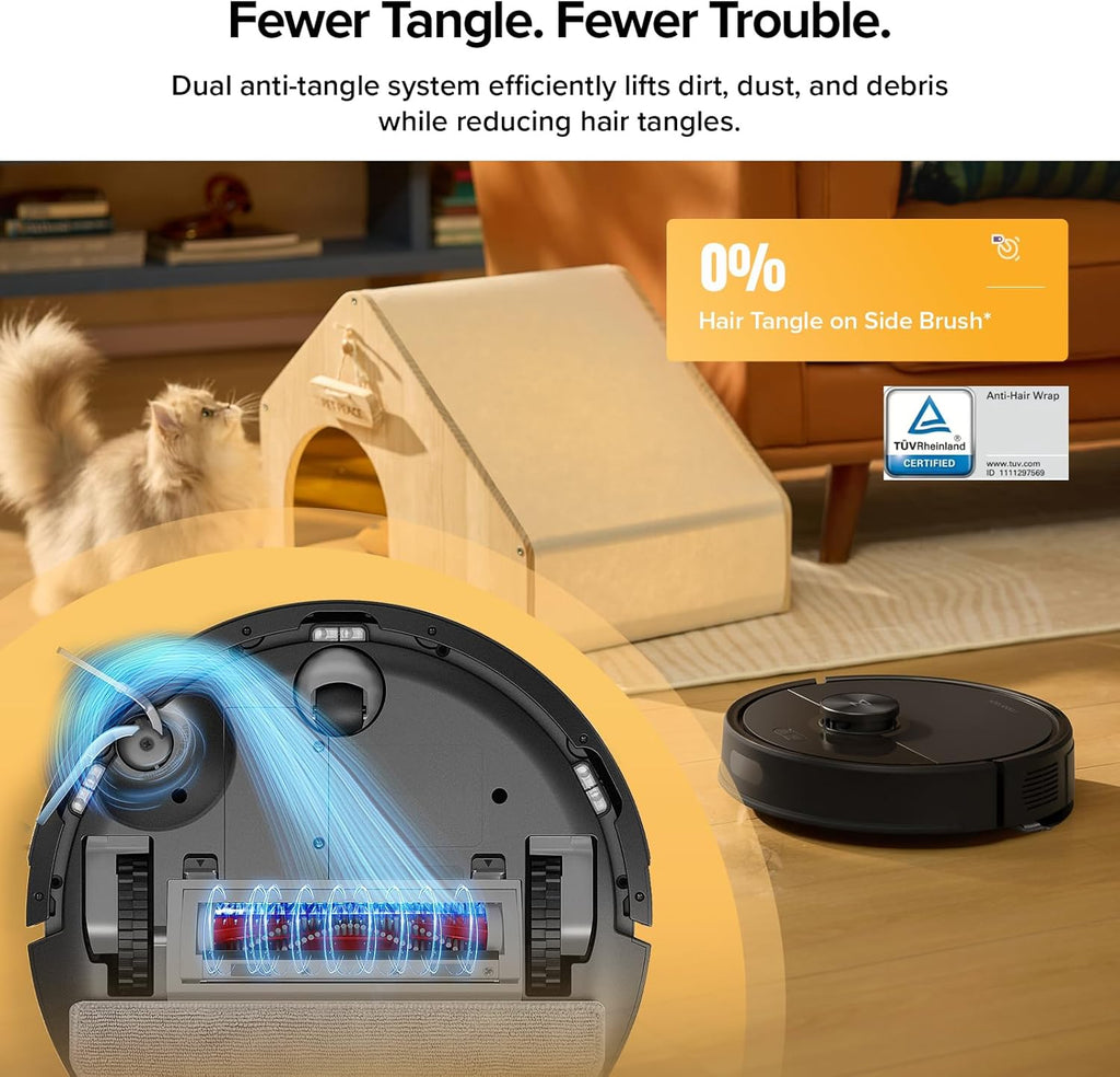 roborock Q7 M5+ Robot Vacuum and Mop, Upgraded from Q5 Max+, Up to 7-9 Weeks Self-Empty, 10000Pa Suction, Dual Anti-Tangle System for Pet Hair & Carpet, PreciSense LiDAR Navigation, App Control, Black