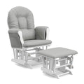 Storkcraft Premium Hoop Glider & Ottoman (White/Light Gray) — GREENGUARD Gold Certified Nursery Glider, Solid Wood Craftsmanship, Smooth-Gliding Nursery Chair and Ottoman, Award-Winning