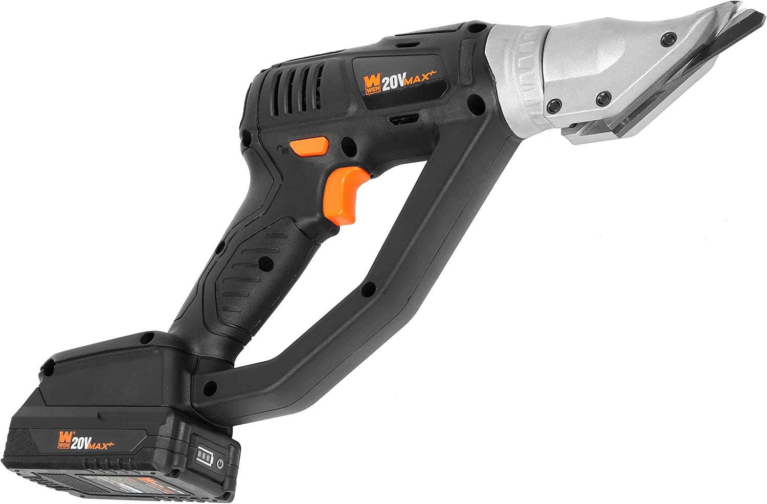 WEN Cordless Metal Shear, Variable Speed with 20V Max 2.0 Ah Lithium-Ion Battery and Charger (20314)