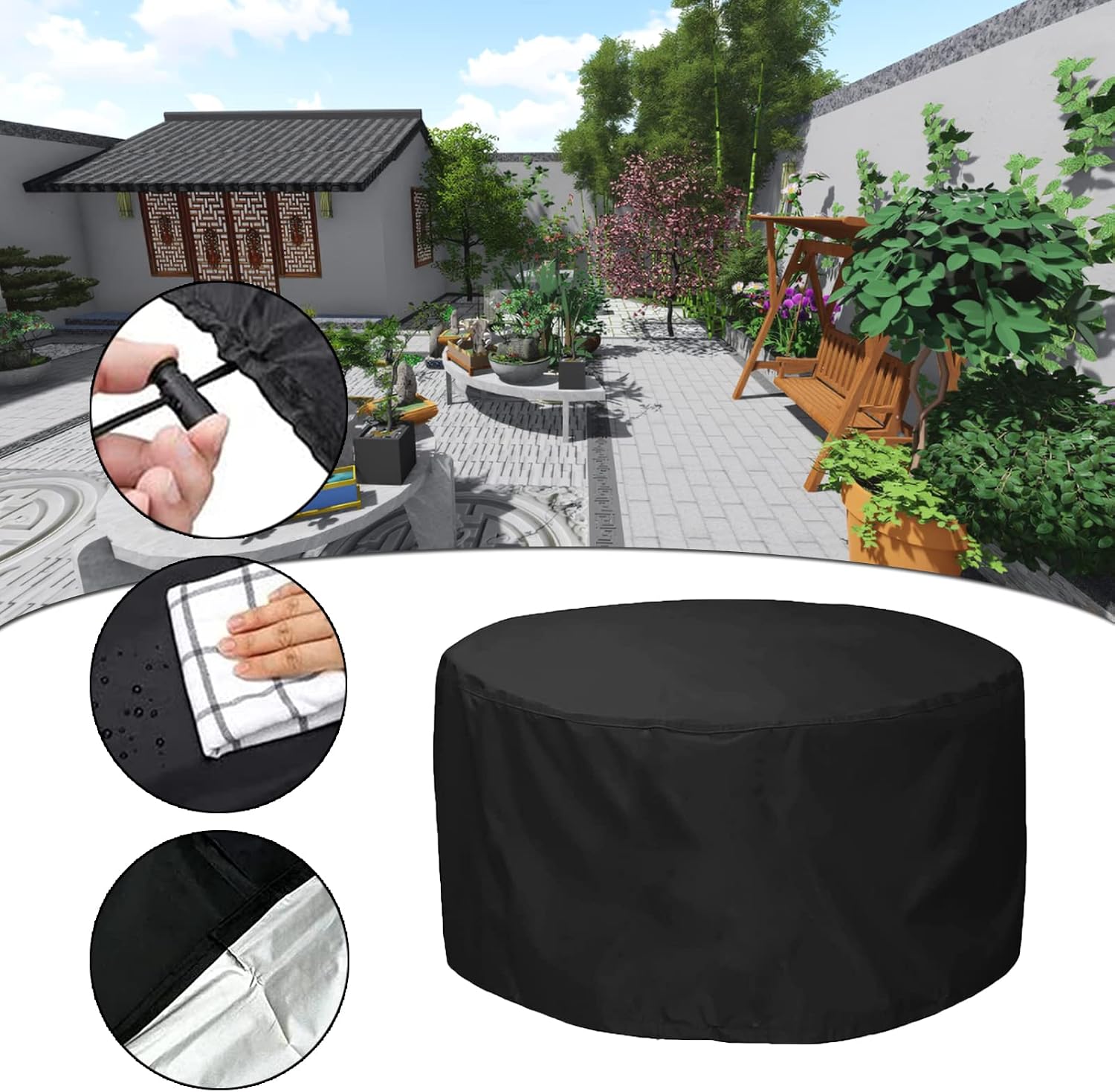 Outdoor Table Chair Set Covers 130' D x 47' H, Waterproof Patio Furniture Set Cover, 100% Waterproof Outdoor Couch Cover, All Weather Protection Covers Dustproof Cover (330x120cm)