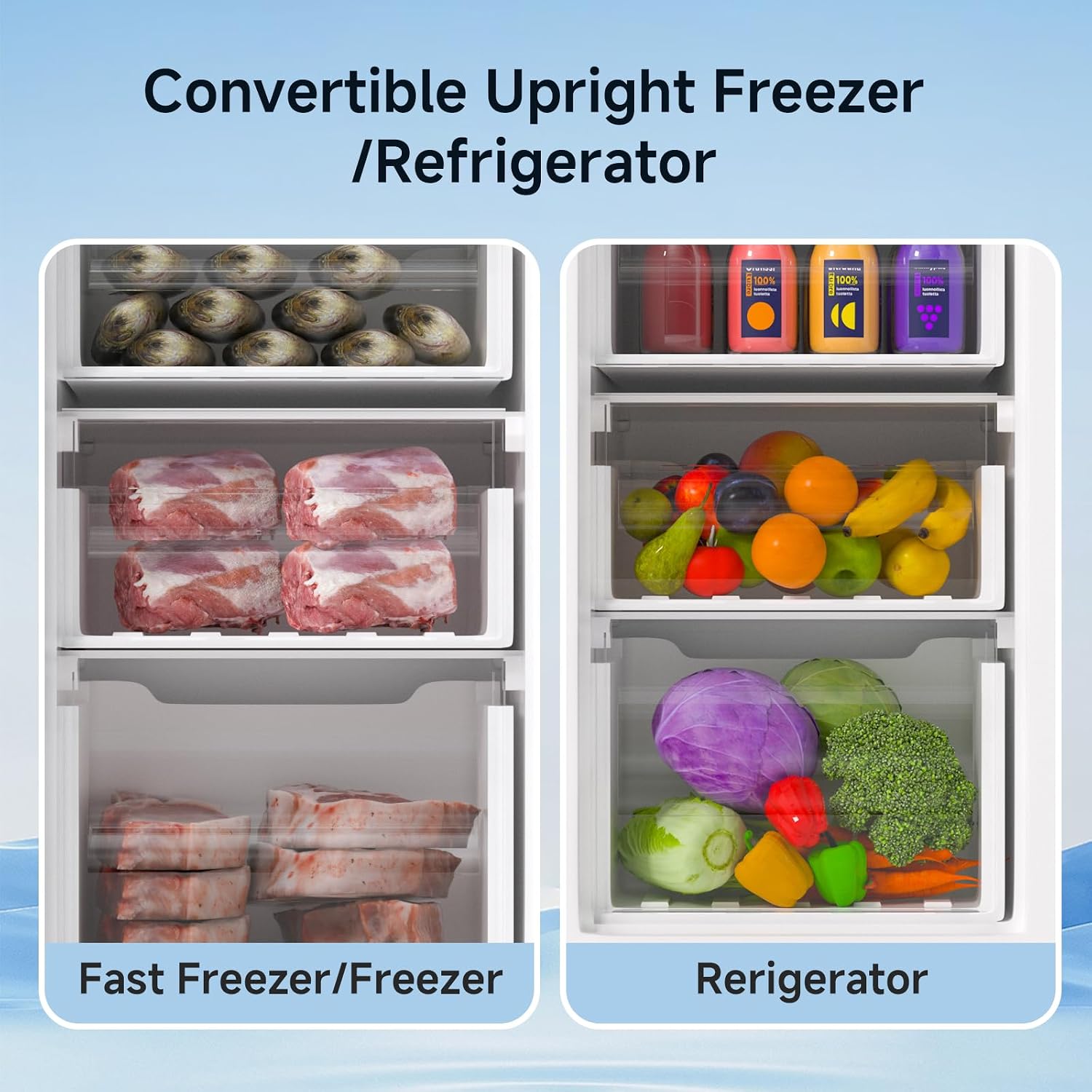 BANGSON Upright Freezer, 7.0 Cu.ft Stand Up Freezer, Convertible Upright Freezer/Refrigerator, Single Door for Kitchen,Garage, Office, Apartment, Black