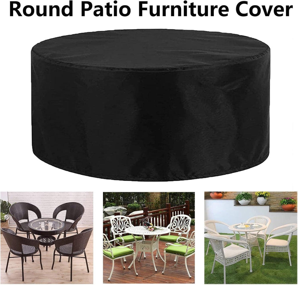 Waterproof Outdoor Furniture Set Covers 114' D x 39' H, Round Dining Table and Chairs Set Cover, 420D Wind Dust Proof Protective Covers for Bad Weather Rain Winter (290x100cm)