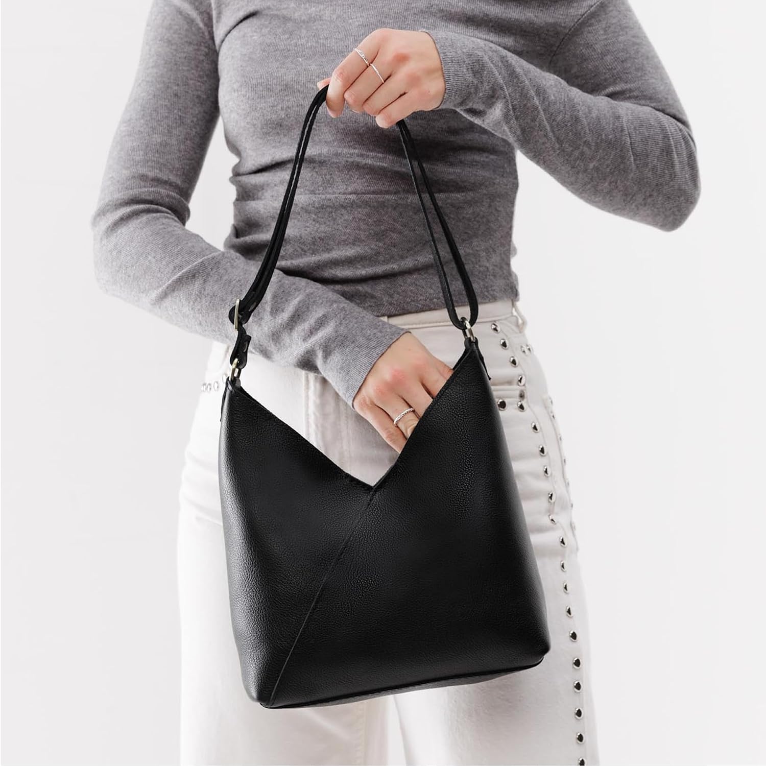 Portland Leather Goods Naomi Shoulder Bag – Handmade Slouchy Bag with Adjustable Crossbody Strap & Secure Magnetic Closure