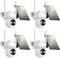 Solar Security Camera Wireless Outdoor, 2K HD Color Night Vision Home Security Camera System with 360° View Battery Powered Spotlight & Siren WiFi Camera Outdoor Motion Sensor and 2-Way Audio 4 Pack