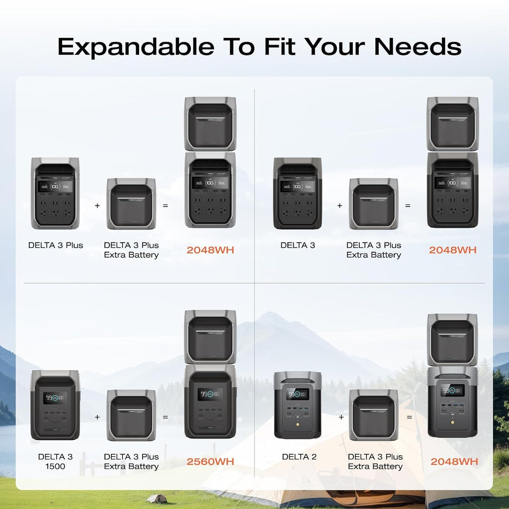EF ECOFLOW Delta 3 Series Smart Extra Battery, 1024Wh LiFePO4 Expansion Battery for Power Station Delta 2/Delta 3/Delta 3 Plus/Delta 3 1500