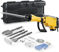 VEVOR Demolition Jack Hammer, 2200W 1350 BPM Jack Hammer Concrete Breaker, Heavy Duty Electric Jack Hammer 4pcs Chisels Bit with Gloves, 360° Swiveling Front Handle for Trenching and Breaking Holes