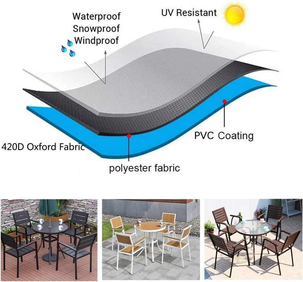 Heavy Duty 420D Patio Furniture Cover 122' D x 37' H, Garden Table and Chair Set Covers, Round Patio Barbecue Gas Grill Cover, Waterproof Windproof Sofa Cover (310x95cm)