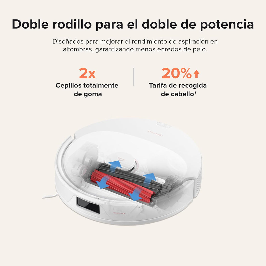 roborock Q8 Max+ Robot Vacuum Cleaner with Suction Station, DuoRoller Brush, 5500Pa Suction Power, 2.5 L Dust Bag, 350 ml Water Tank, Mop Robot PreciSense LiDAR Navigation (White)