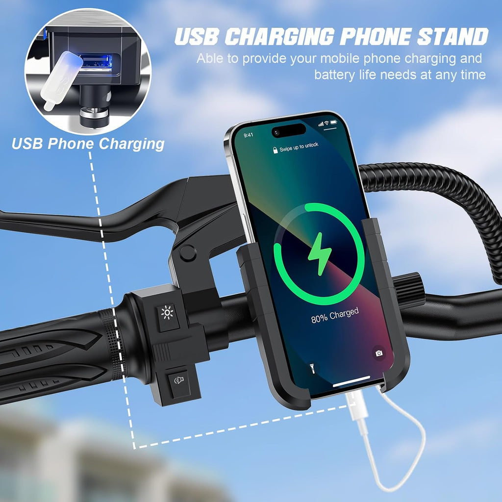 Heavy-Duty Foldable Electric Bike for Adults with 7 Shock Suspension, 500+ lbs Capacity, 740W Motor, 25MPH, 720Wh Battery, 20-Mile Range, 14' Fat Tires Commuter Bicycle for Road & Mountain Riding