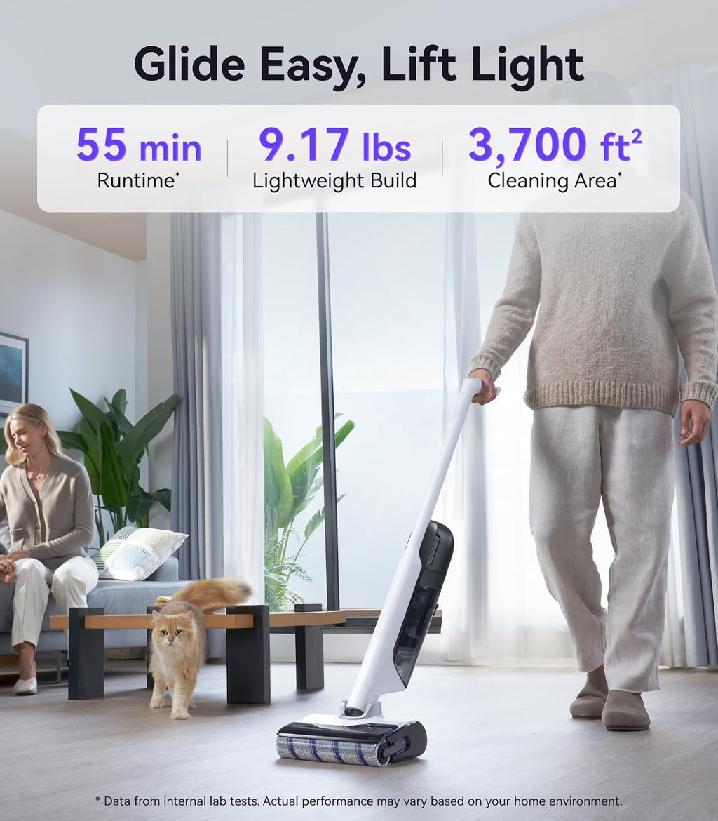 NARWAL S30 Wet Dry Vacuum Cleaner with 20000Pa Suction, 176°F Self-Cleaning, Heated Drying, Disposable Waste Bag, Tangle-Free, Cordless Vacuum Mop for Hard Floors & Edge Cleaning, Easy to Use