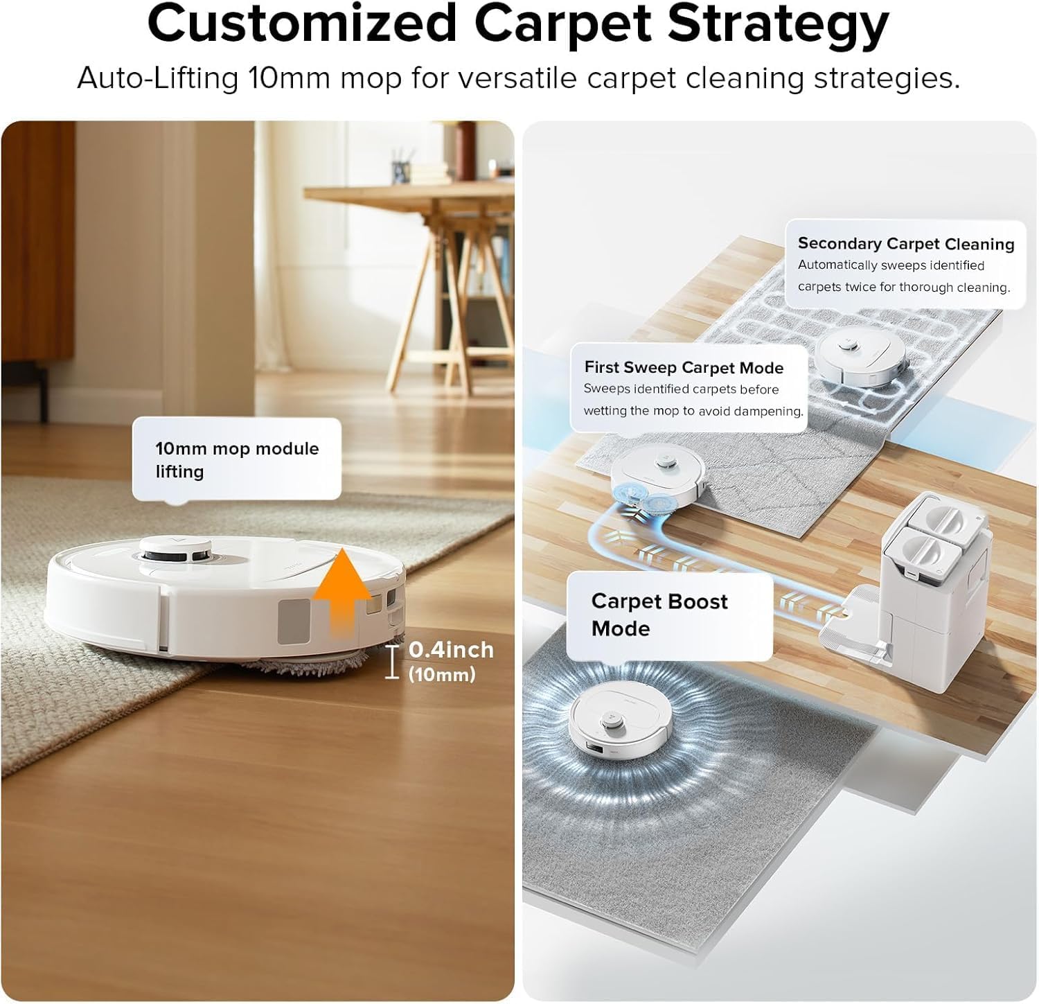 roborock Qrevo Plus Robot Vacuum and Mop with FlexiArm Design Edge Mopping, Self-Emptying, Auto Mop Washing & Drying, 7,000 Pa Suction, White (Renewed)
