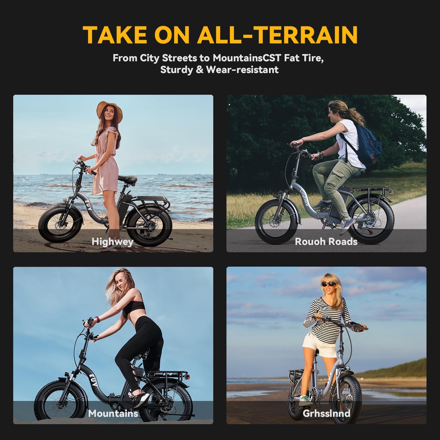 EUYBIKE1000W Folding Electric Bike for Adults,30mph Max Speed, 15AH Removable Battery Ebike, 20' 3 Fat Tire Electric Mountain E Bike with 7-Speed,Adult Electric Bicycles for Commute Beach Snow Blueb…