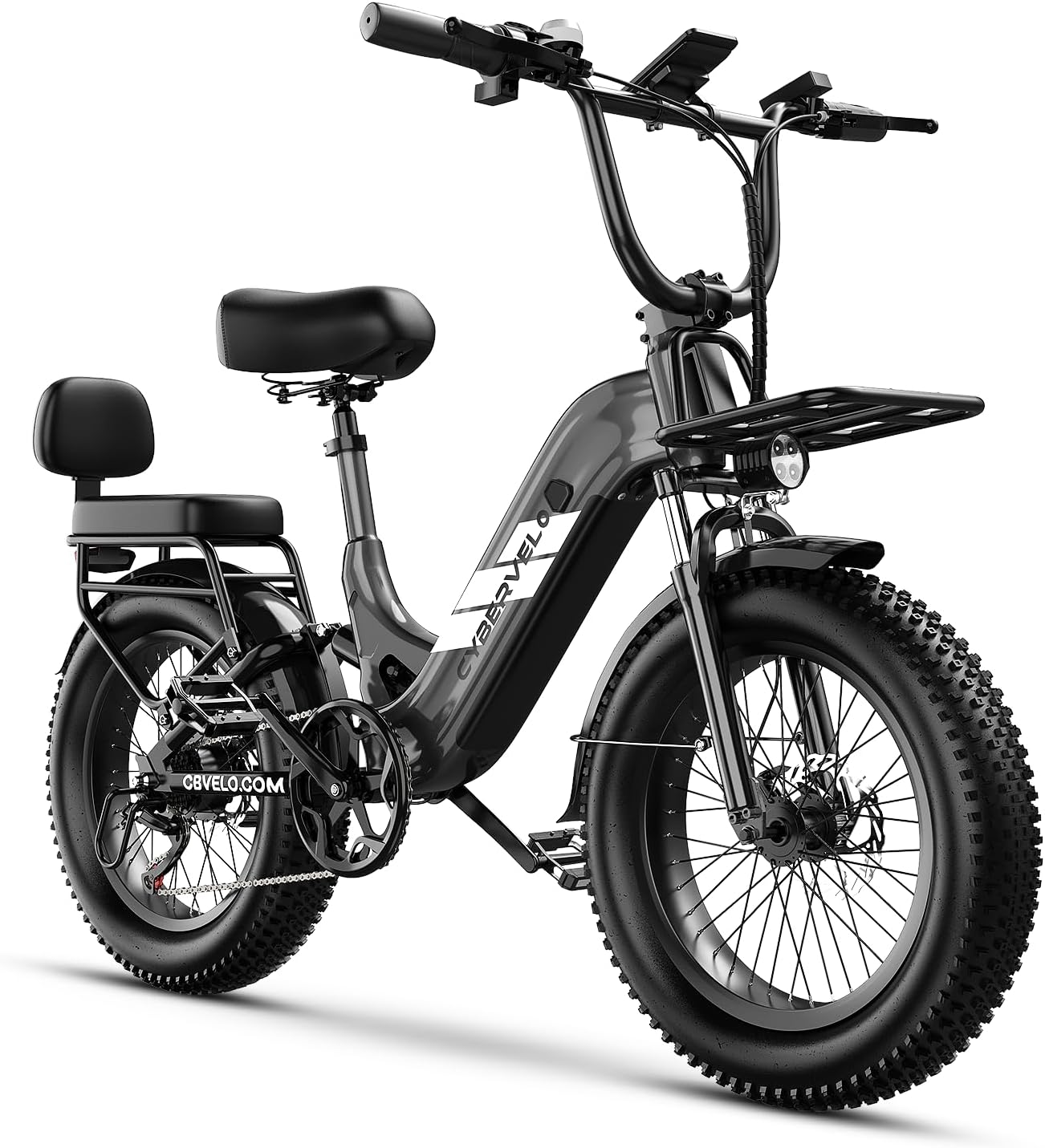 Cybervelo 1500W Motor Peak Electric Bike for Adults and Teenagers, 48V 20AH Removable Battery Step Thru EBike, 30+MPH, 80 Miles Max Range, 20' Fat Tire Adult Electric Bicycles for 7 Speed