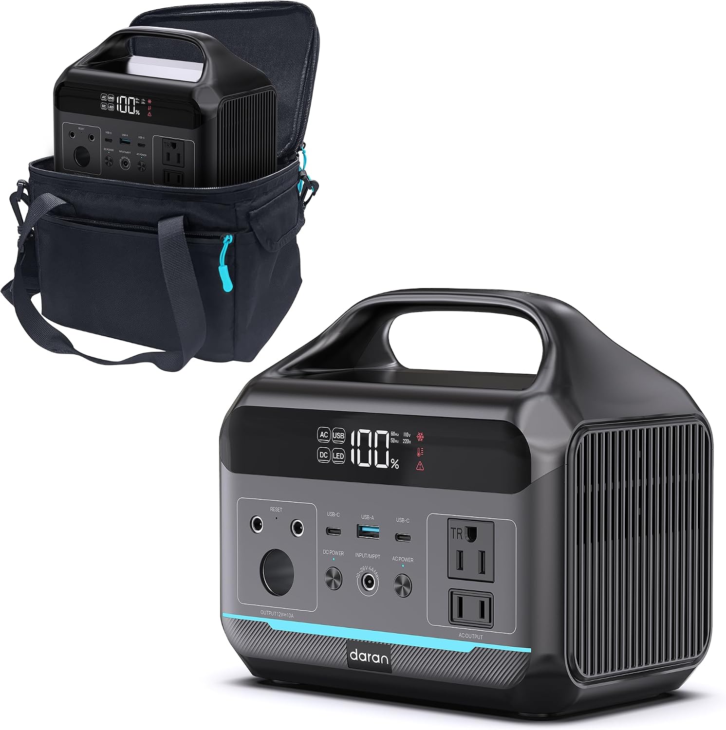 Portable Power Station 288Wh LiFePO4 Battery, 600W Power Bank with AC Outlet Fast Charging 8.4LB Lightweight Solar Generator with Multi-Port Output for Outdoor Camping, Travel, and Emergency Backup