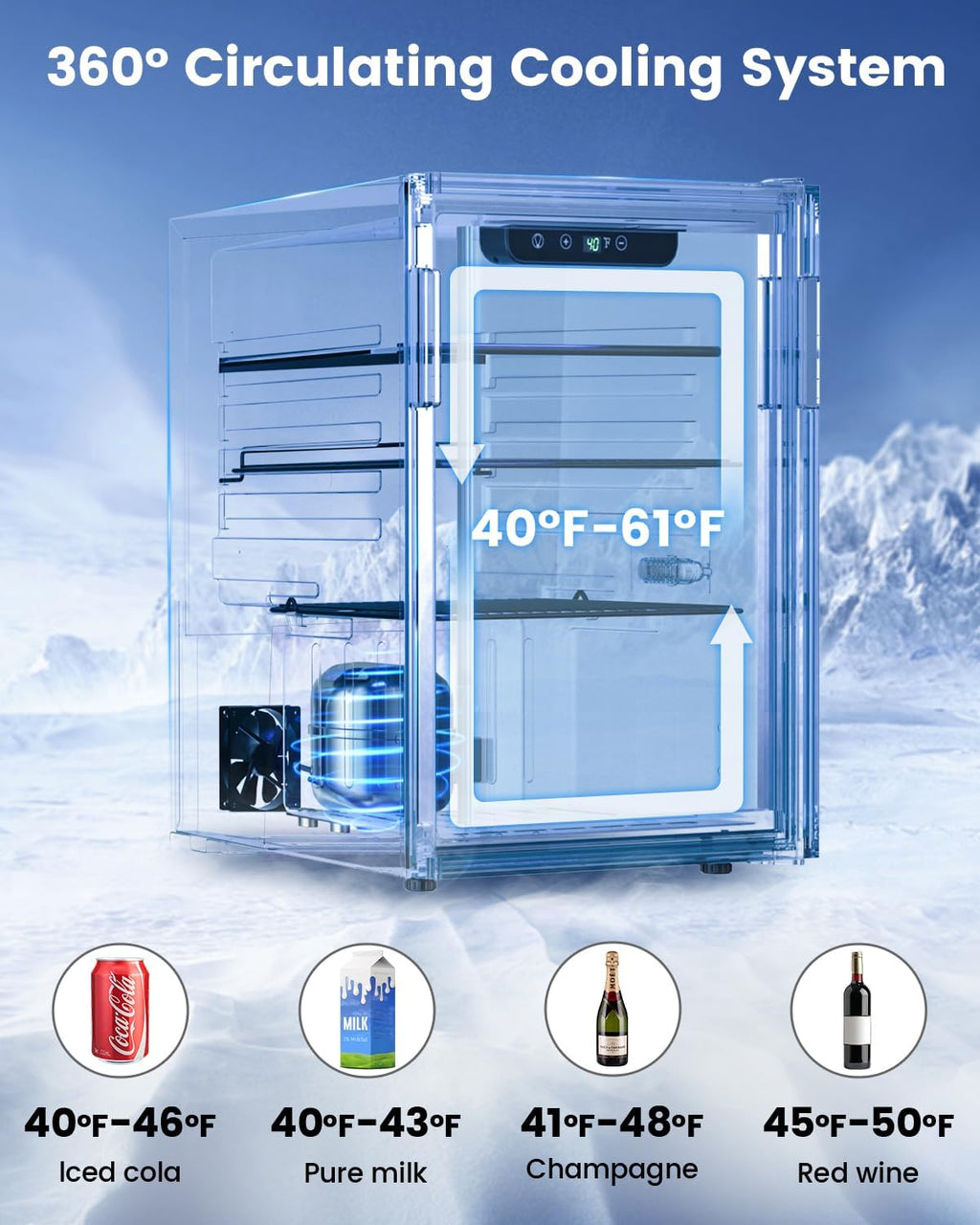 Feelfunn Wine Cooler Refrigerator - 24 Bottle 95 Can Mini Wine Fridge with Glass Door for Beer Soda Water Drink, Small Wine Cellar Beverage Refrigerator for Bedroom Office Home Bar Dorm, 2.6 Cu.Ft