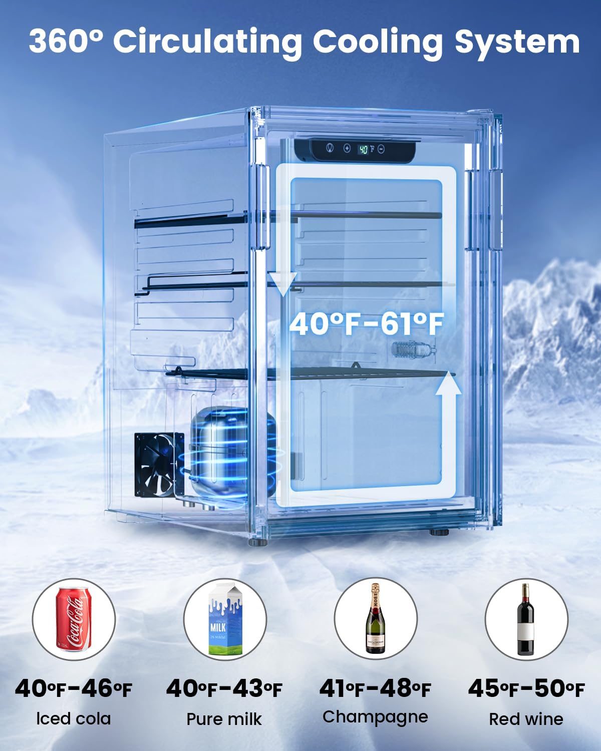 Feelfunn Wine Cooler Refrigerator - 24 Bottle 95 Can Mini Wine Fridge with Glass Door for Beer Soda Water Drink, Small Wine Cellar Beverage Refrigerator for Bedroom Office Home Bar Dorm, 2.6 Cu.Ft