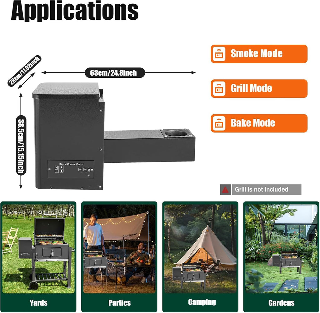Electric Pellet Grill Hopper w/11 Gears Adjustment Temperature, 110V Digital Auto-Ignition Pellet BBQ Smoker for BBQ, Smoke, Roast, Bake, Grill, 25×11×15Inch,Applicable Fuels: 6mm Wood Pellets (110V)
