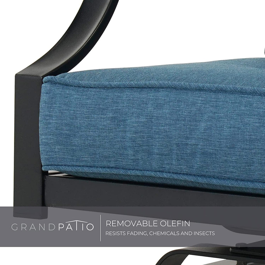Grand patio Outdoor Chairs,Outdoor Rocking Chairs Motion Chairs Set of 2,Patio Seating Chairs with Olefin Cushions,Peacock Blue